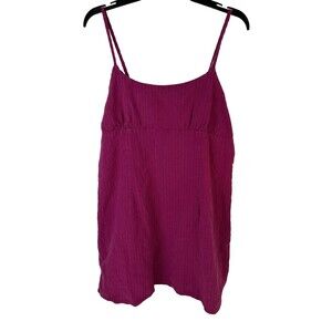 Wild Fable Womens L Purple Sleeveless Empire Waist Dress Textured Linen Blend